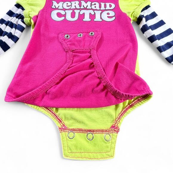 '11 VTG Harajuku Mini Gwen Stefani Mermaid Baby Girl Bodysuit 9M Y2K Kawaii Neon - Picture 7 of 8